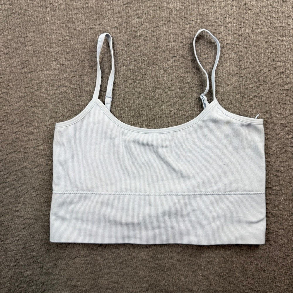 Garage Ribbed Crop Cami‎ Women's Size M Light Blue Seamless Adjustable Straps